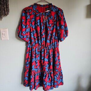 NWT Sugar Lips Mira Mar Red and Blue Floral Dress Size L